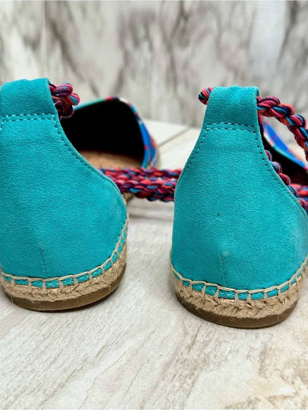 Sam Edelman Blue Multi Tropical Espadrille Lace-Up Flats